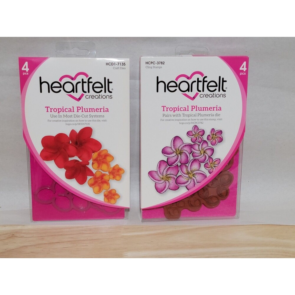 Heartfelt Creations Tropical Plumeria Craft Dies & Cling Stamps / Scrapbook